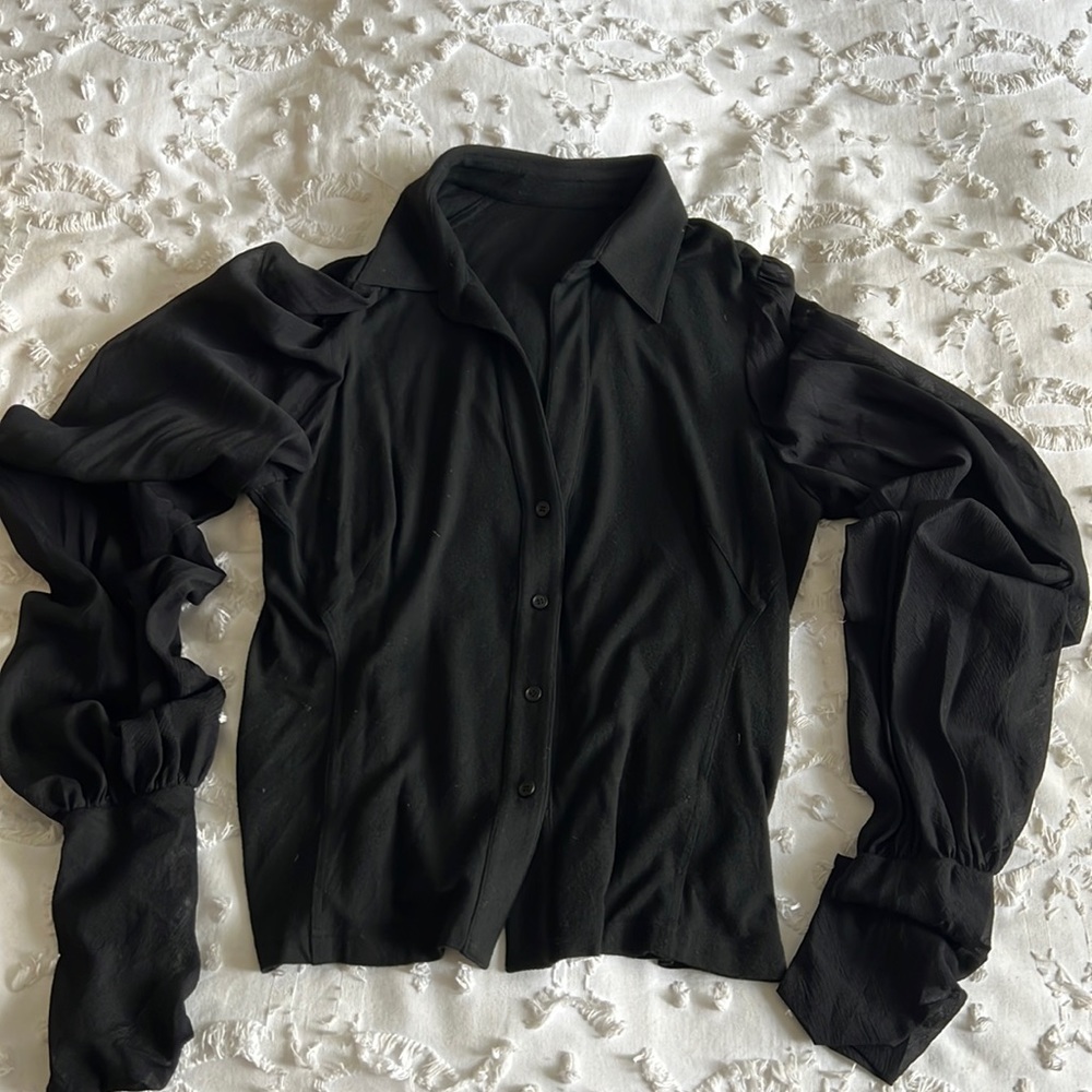 Black Top with Chiffon Sleeves